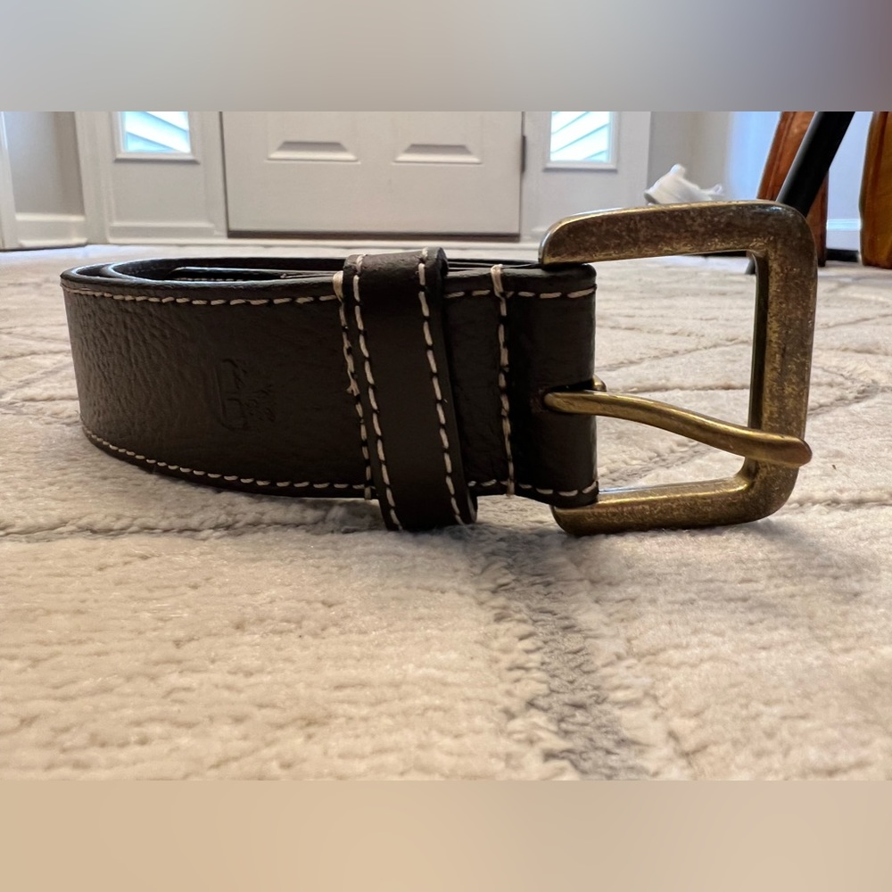 NWT Mens Timberland Brown Leather Belt with stitching Size 32 waist